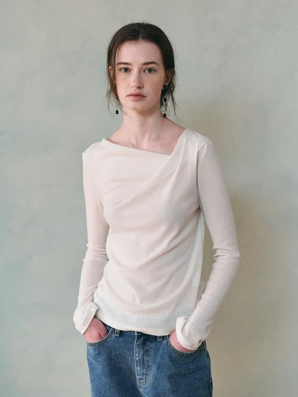 ROEL drape neck t-shirt_ivory