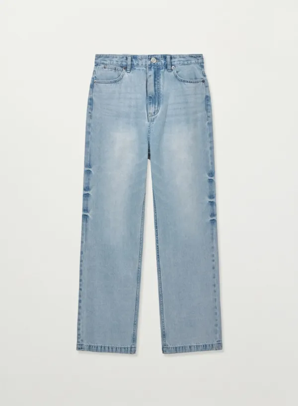 [신예은 Pick] (W) Washed Relaxed Denim Pants - Light Blue