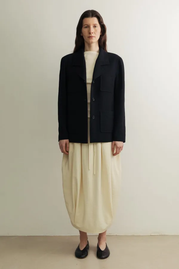 Single breast pleats jacket_black