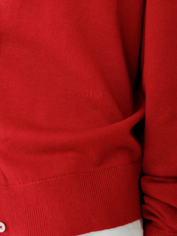 Comfort round cotton cardigan_red