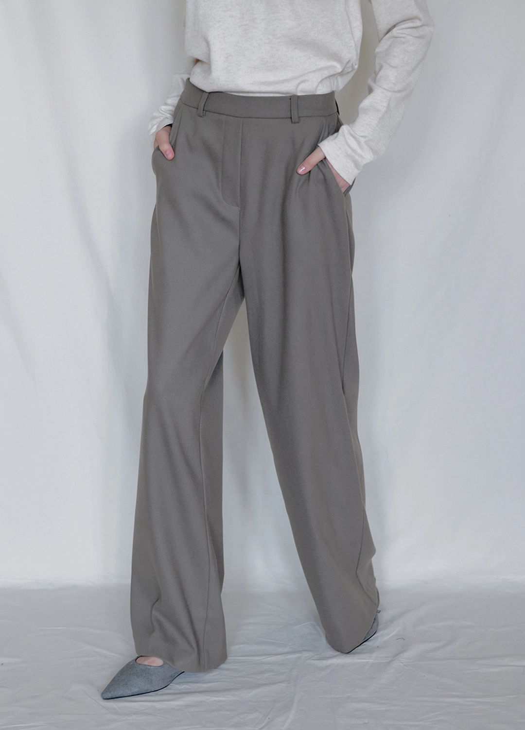 미케네 [25-36]  Orelidin Classic Straight Fit Slacks  오렐리딘 클래식 스트레이트 핏 슬랙스 (가을-겨울-데일리룩-하객룩-격식룩-출근룩-오피스룩-클래식-롱슬랙스-일자핏-시즌리스-세미와이드-롱팬츠-자체제작) 상품 이미지 2