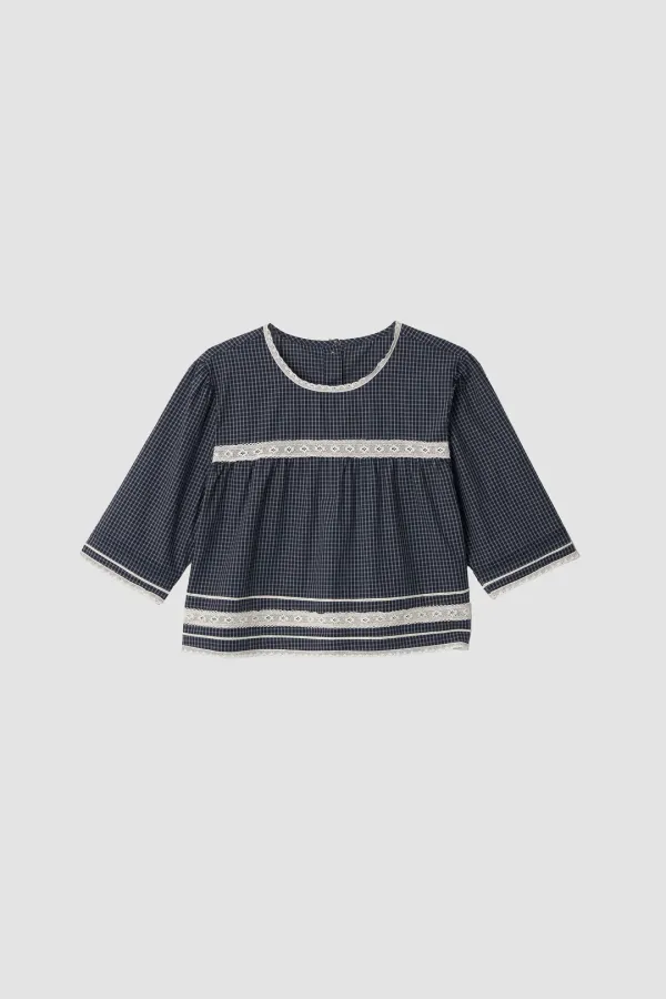 Tena Navy Check Blouse