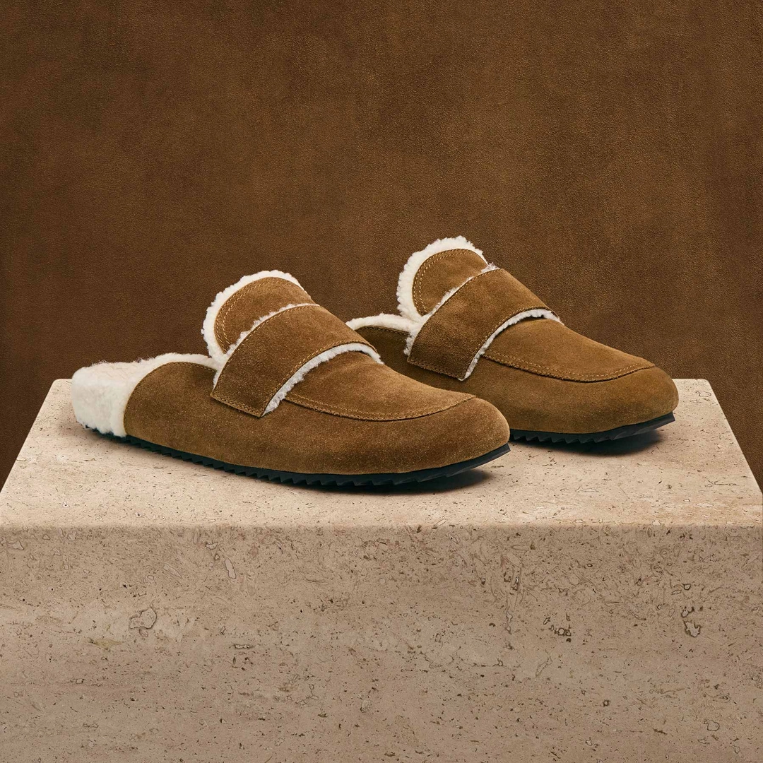 제임스펄스 Men's Suede Shearling Lined Loafer - Tabacco/Ivory 상품 이미지 1