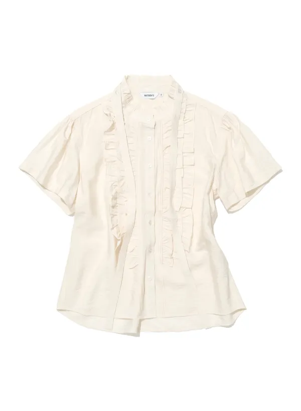 [WOMEN] SCARF RUFFLE PINTUCK BLOUSE_IVORY