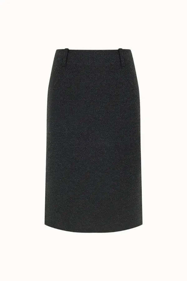 Wool Midi Skirt[LMBEWISK410]-Charcoal