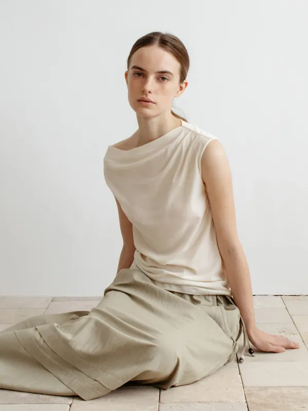 TIR ASYMMETRIC TUCKED TOP_IVORY