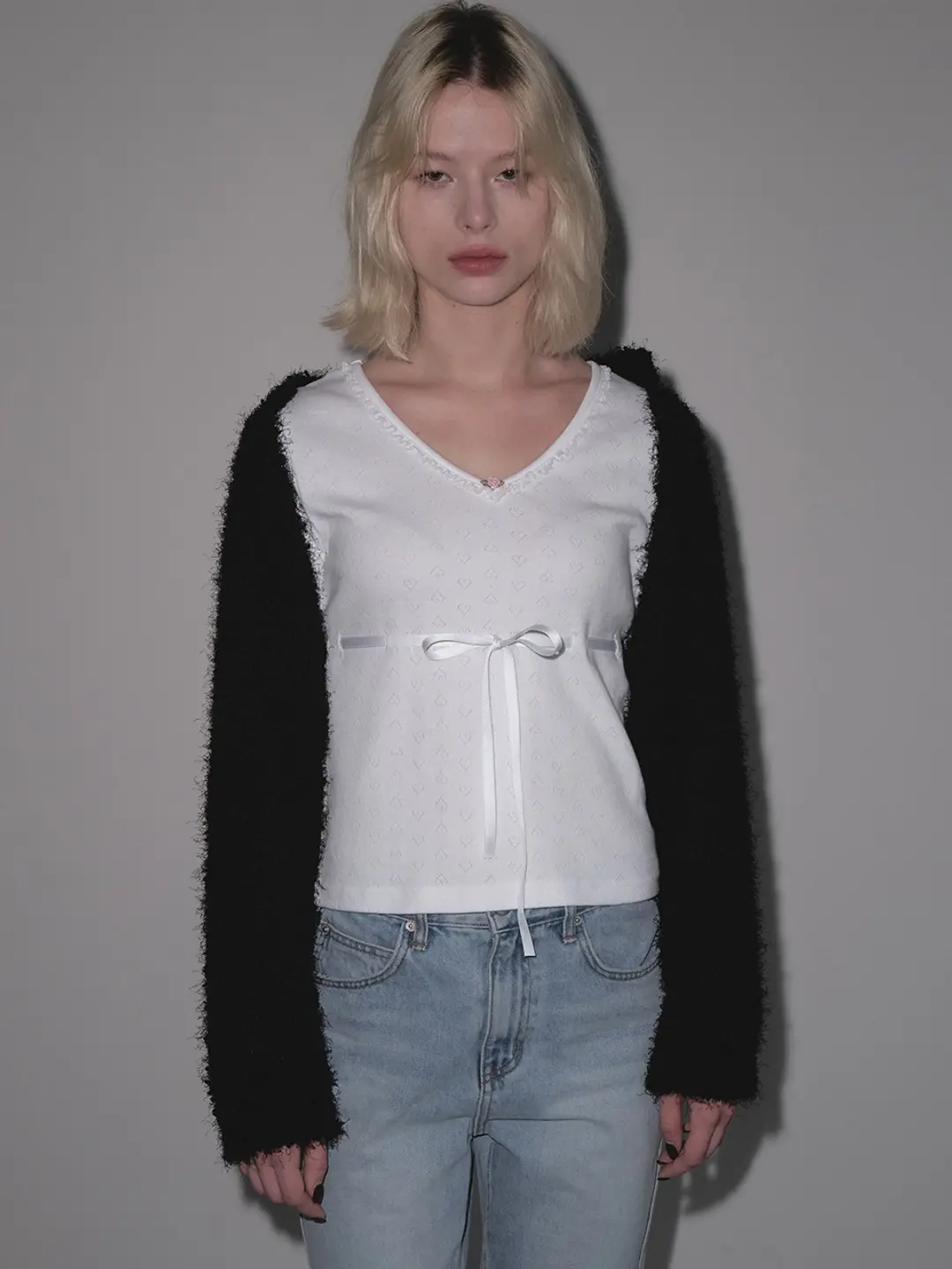 마가린핑거스 POM POM KNIT BOLERO (BLACK) 상품 이미지 2