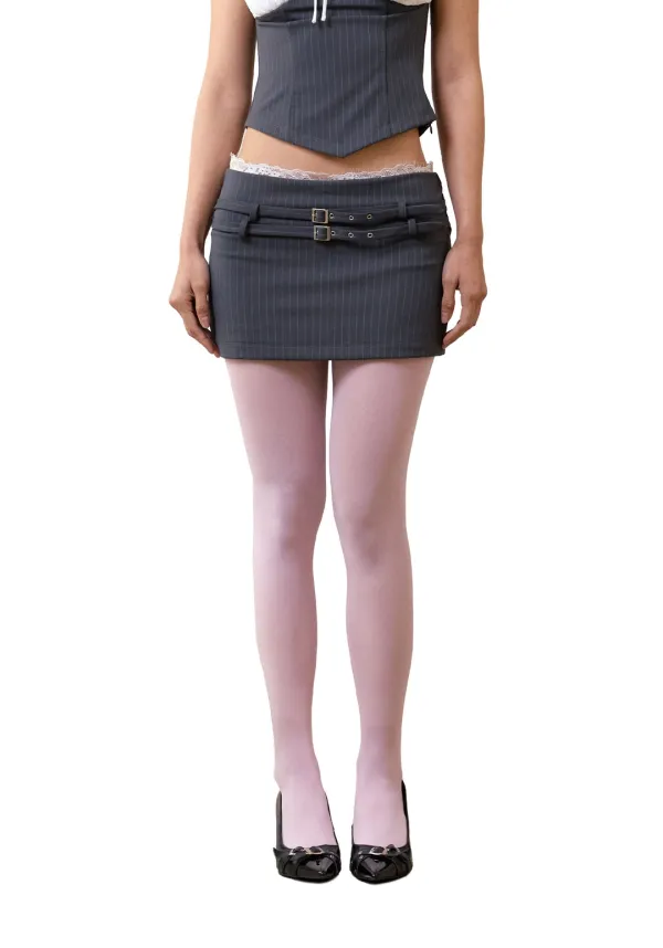 [pre-order] Robette Stripe Mini Skirt [Gray]