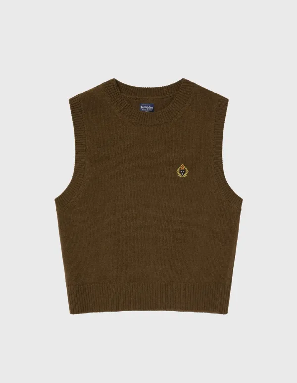 CREST WOOL CASHMERE VEST (W) / Brown