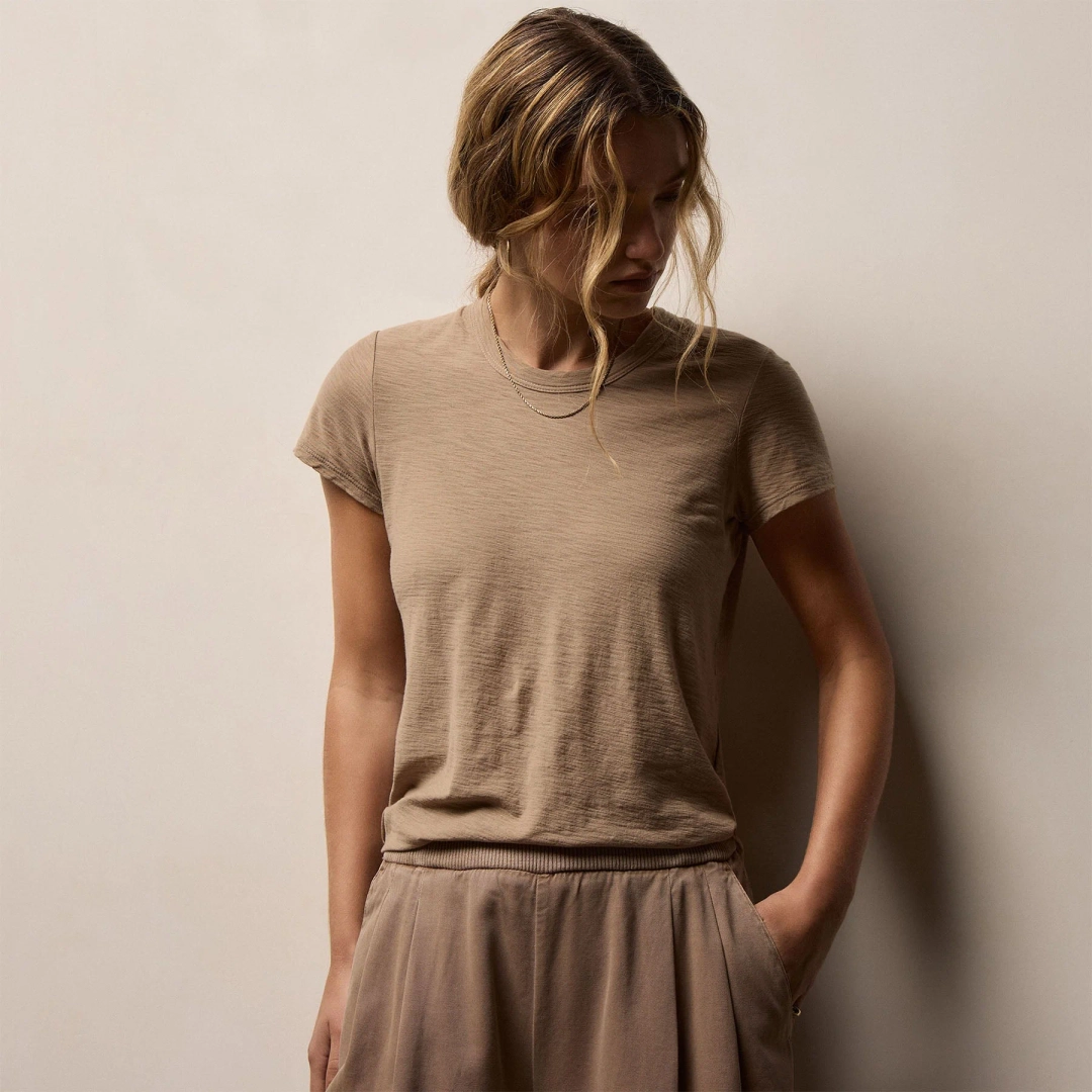 제임스펄스 Sheer Slub Crew Neck Tee - Coffee 상품 이미지 2