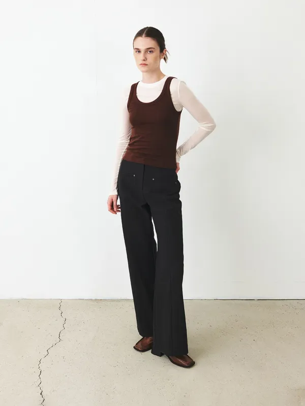 TFF COTTON WIDE FLARE TROUSERS_BLACK