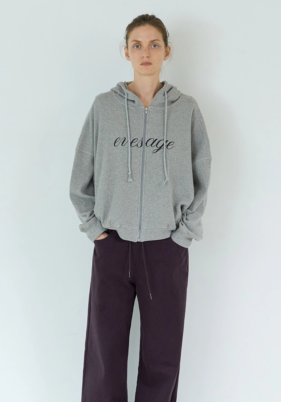 이브세이지 Waffle hoodie zip-up 상품 이미지 2