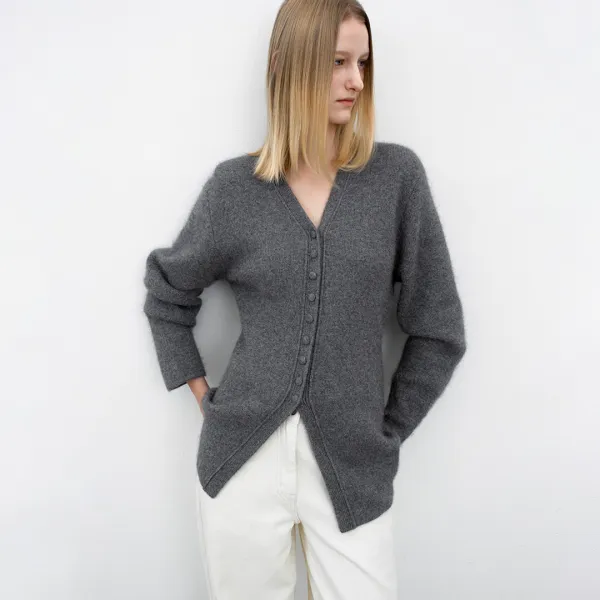 (CD-2234)ANGORA BLENDED KNIT CARDIGAN