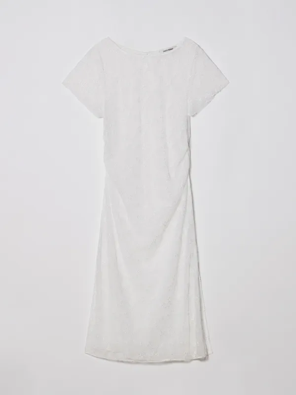 SHIRRING LACE DRESS [WHITE]