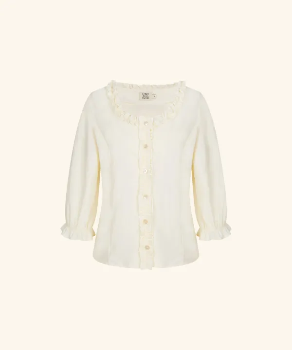 Hazel Frill Blouse (Cream)