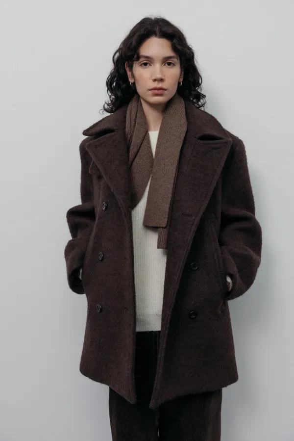 Alpaca Blend Double Peacoat (Brown)