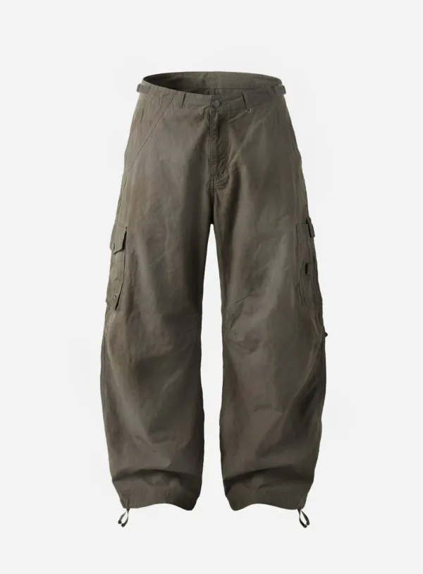 [w-pts26-079] Contour Curved Fit Cargo Pants - Khaki