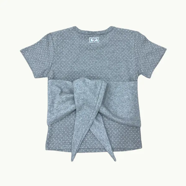 KNOT BUSTIER 2 WAY SHORT SLEEVE T SHIRT GREY DOT