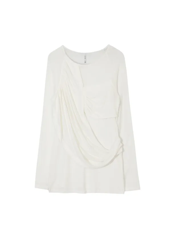 SOFT DRAPING T, WHITE