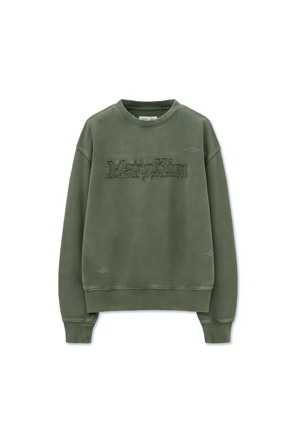 VINTAGE COLOR DYING LOGO SWEATSHIRT IN KHAKI