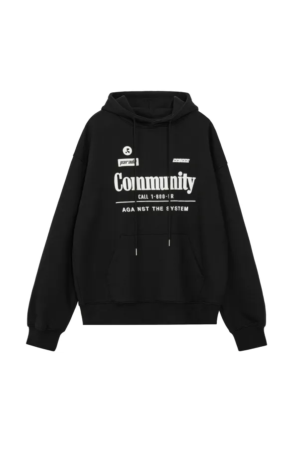 RR COMMUNITY OVERSIZED HOODIE - BLACK