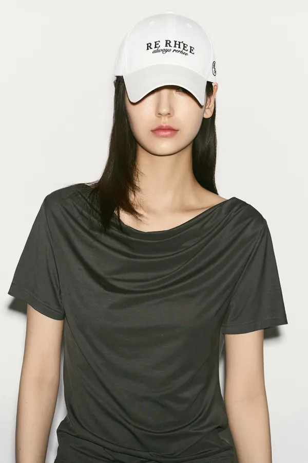 DRAPED HALF-SLEEVE TOP CHARCOAL