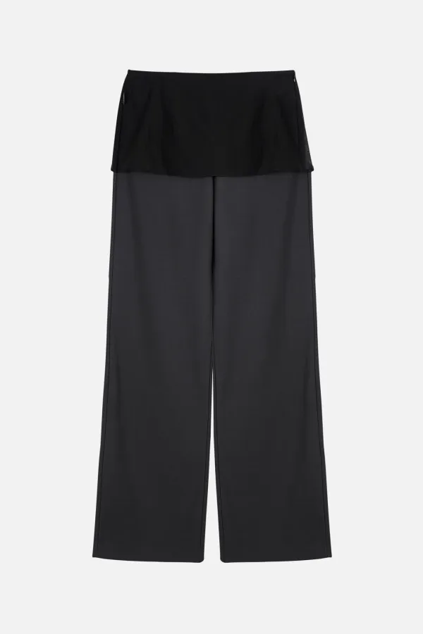 Wrap Layered Pants _ Charcoal