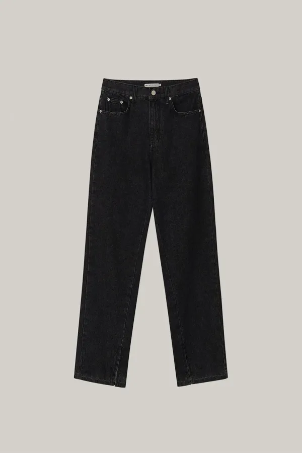 Slit Boots Cut Denim Pants (black)