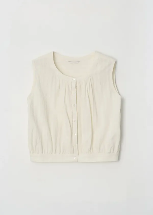 Jacquard Sleeveless Blouse-cream