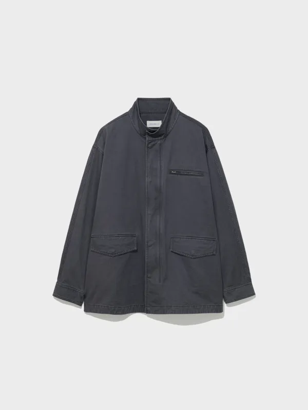 Washed Cotton Utility Jacket_Charcoal - LOW CLASSIC