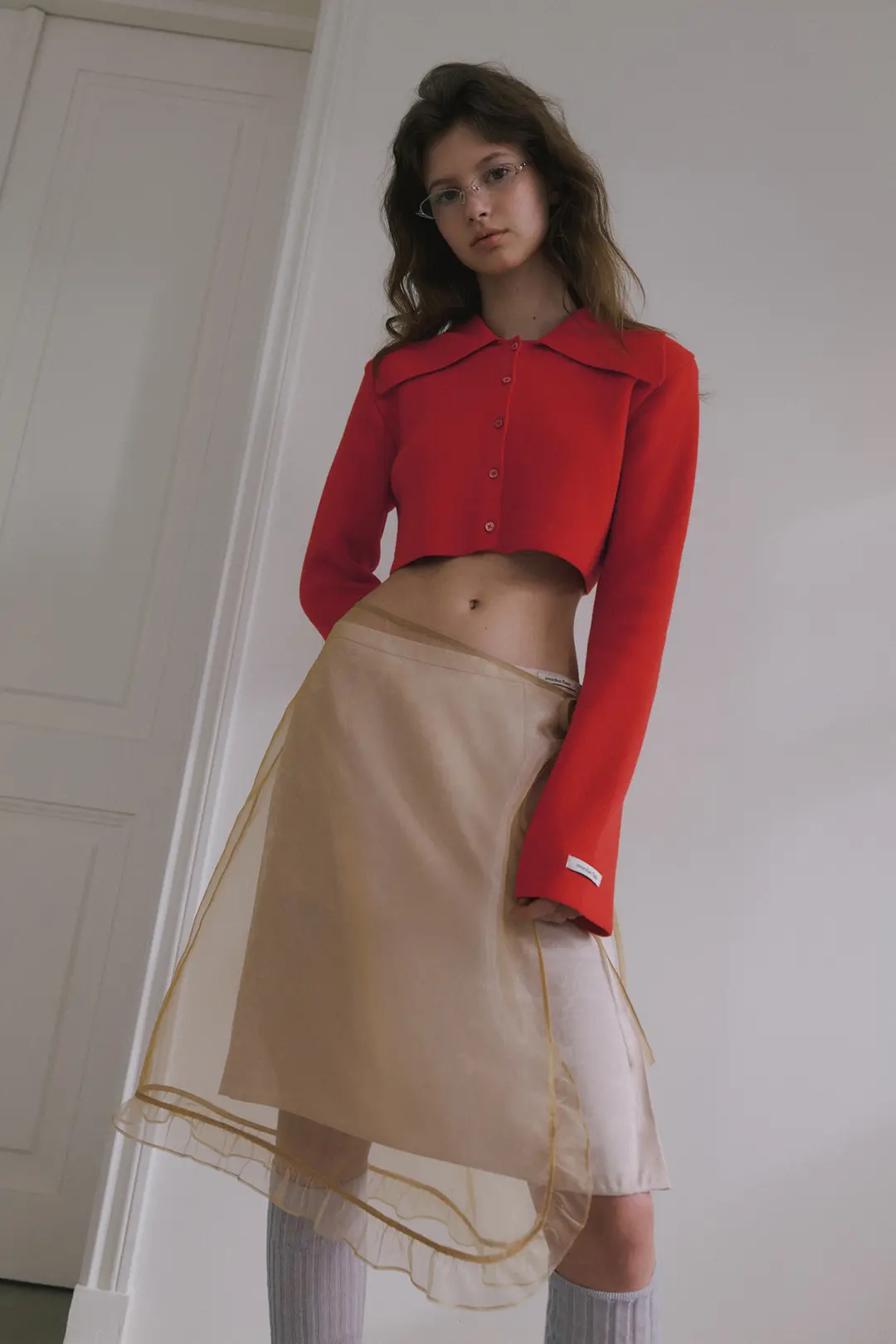 오버듀플레어 SHEER LAYERED WRAP SKIRT_BEIGE 상품 이미지 2