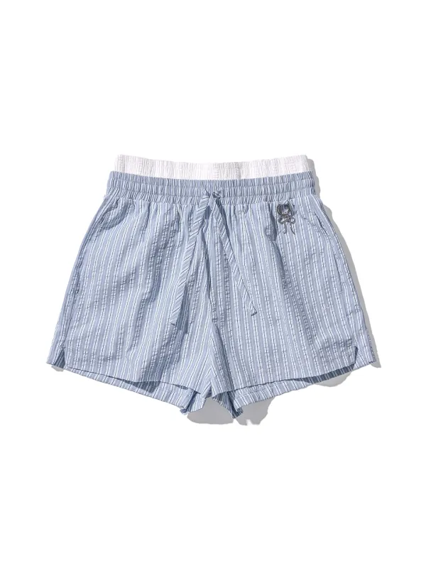Striped Layered Boxer Shorts - Sky blue