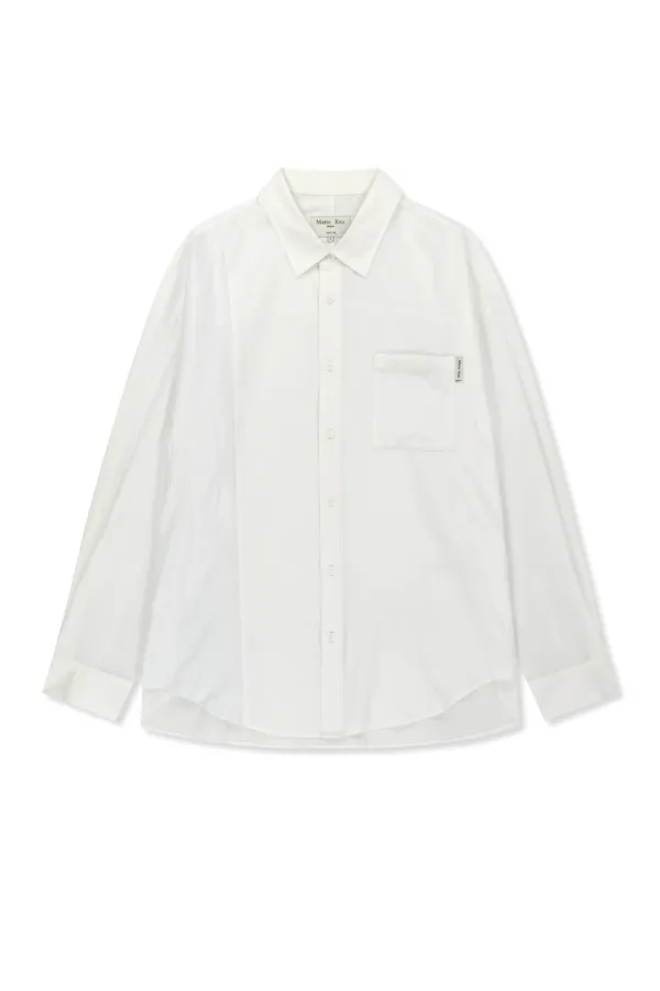 MIXED PANEL OVER FIT SHIRT IN WHITE