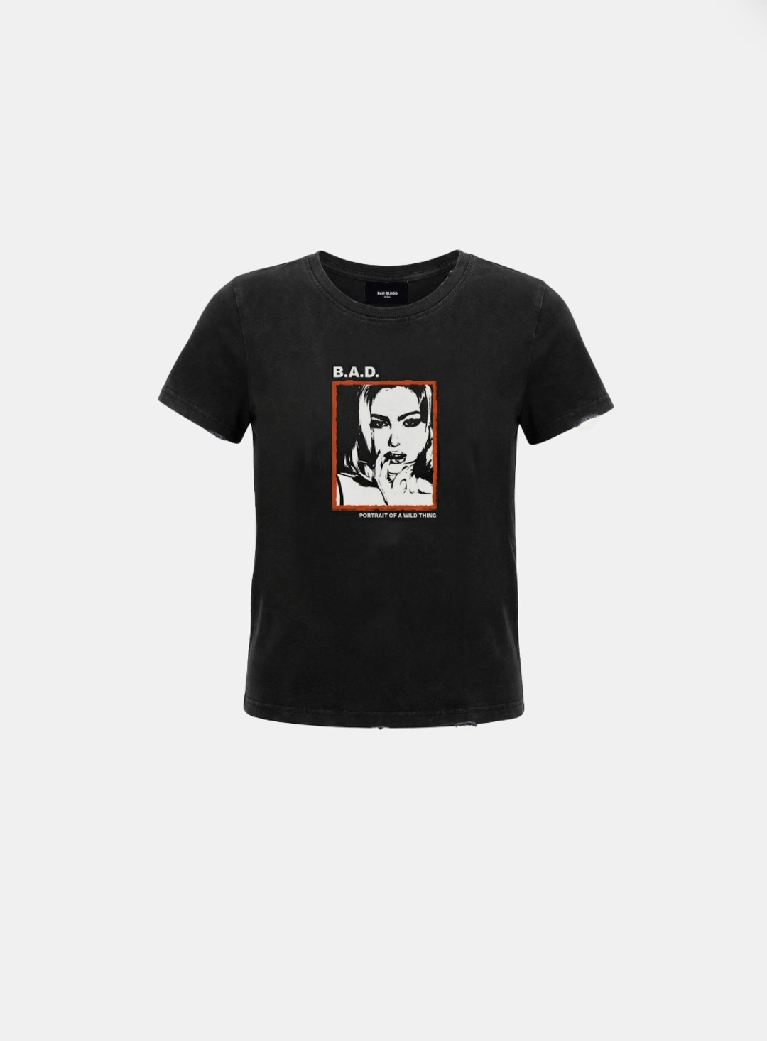 배드블러드 [w-tee26-135] B.A.D. Frame Gals Short Sleeve T-Shirt - Black 상품 이미지 1