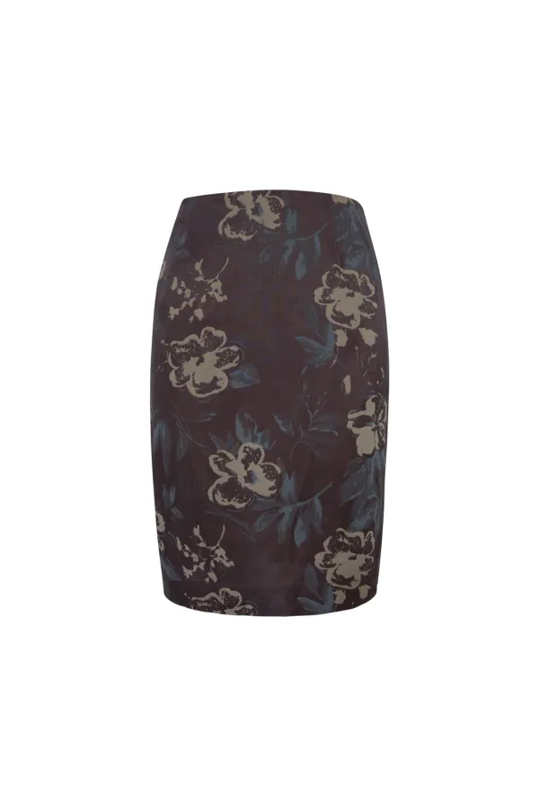 COLUMN MIDI SKIRT (BROWN)