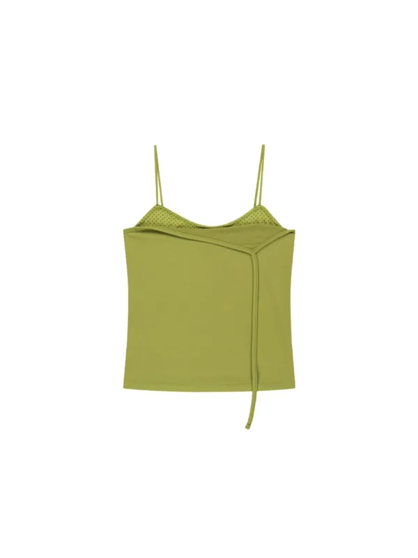 [6/29 출고] Polka Dot Layered Tank Top Olive Green