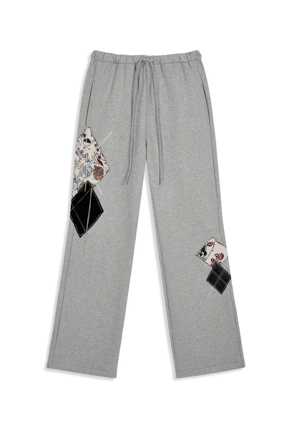 ARGYLE PATCHED LOUNGE PANTS, GRAY