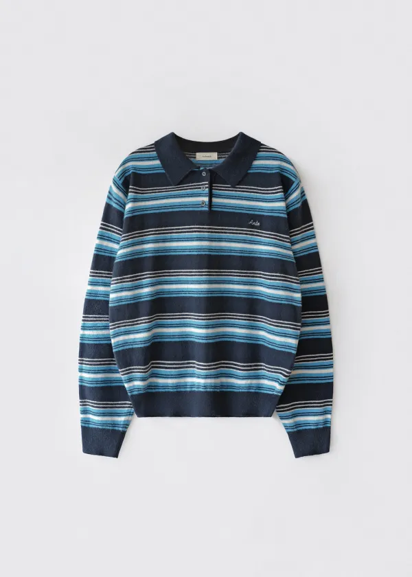 Figaro stripe polo knit (navy)