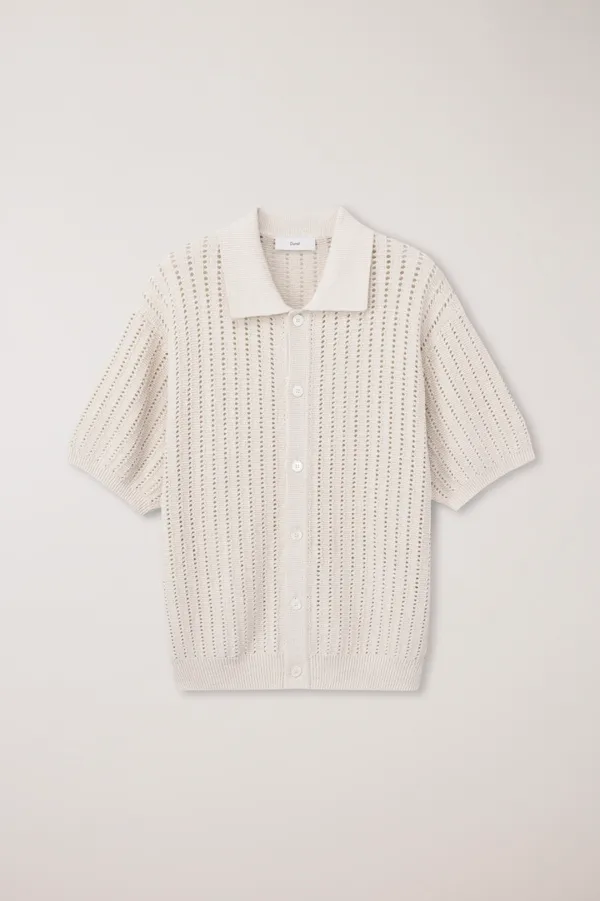 CROCHET COLLARED CARDIGAN IVORY_UDSW6B321IV