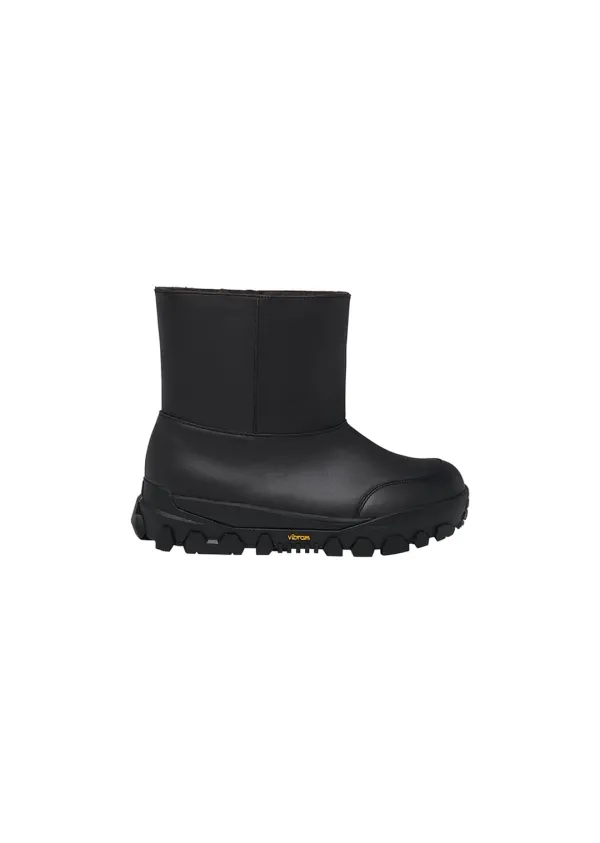 vibram shearling short boots, black