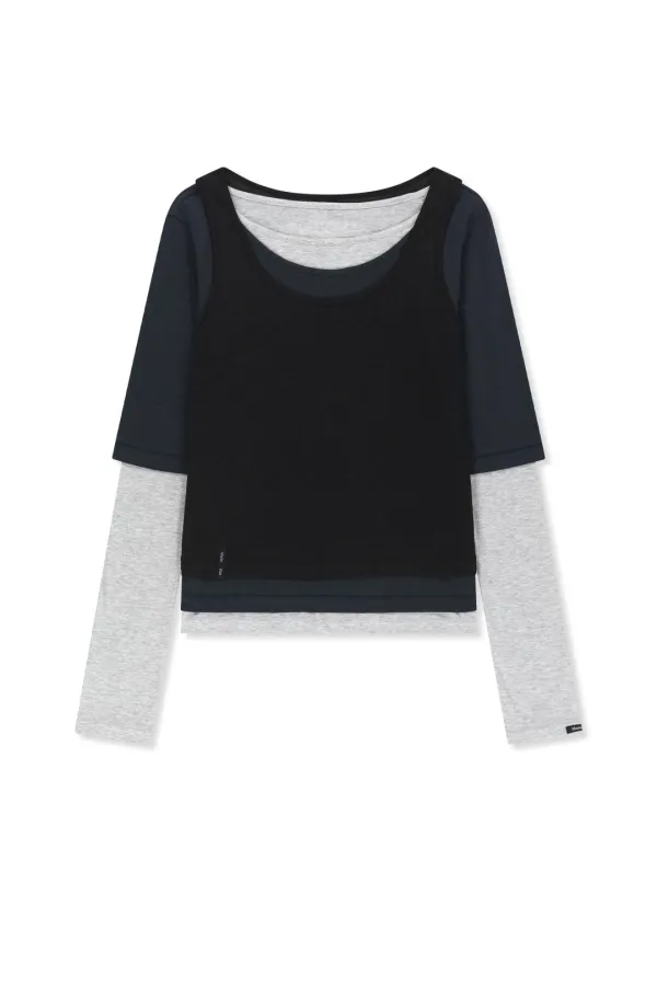 TRIPLE LAYERED MULTI WAY TOP IN NAVY
