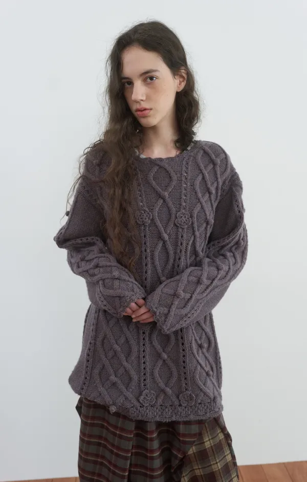 443. Hazel Cable Knit_Purple
