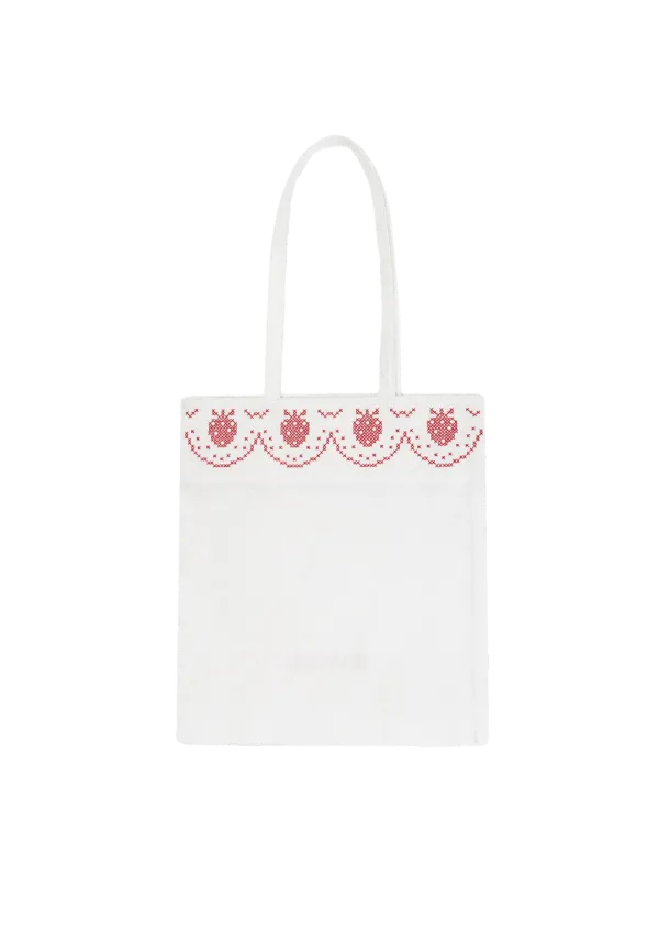 Mused Strawberry Cotton Bag - White