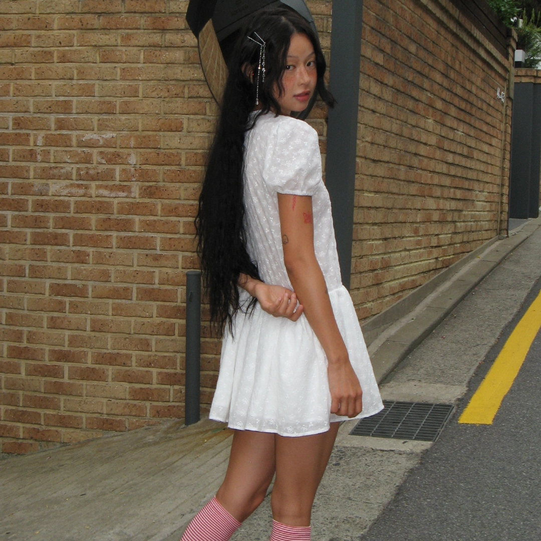 론론 LACE MINI FRENCH DRESS WHITE 상품 이미지 1
