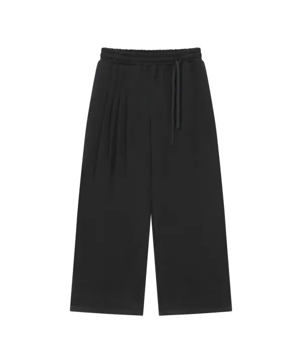 Pleats jersey wide pants BLACK