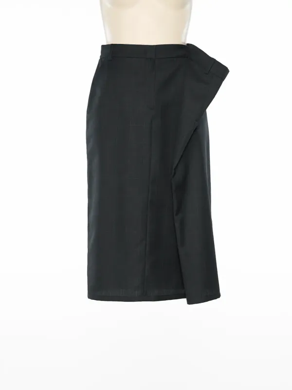 PS25 DARK NAVY SIDE FOLDED H LINE SKIRT