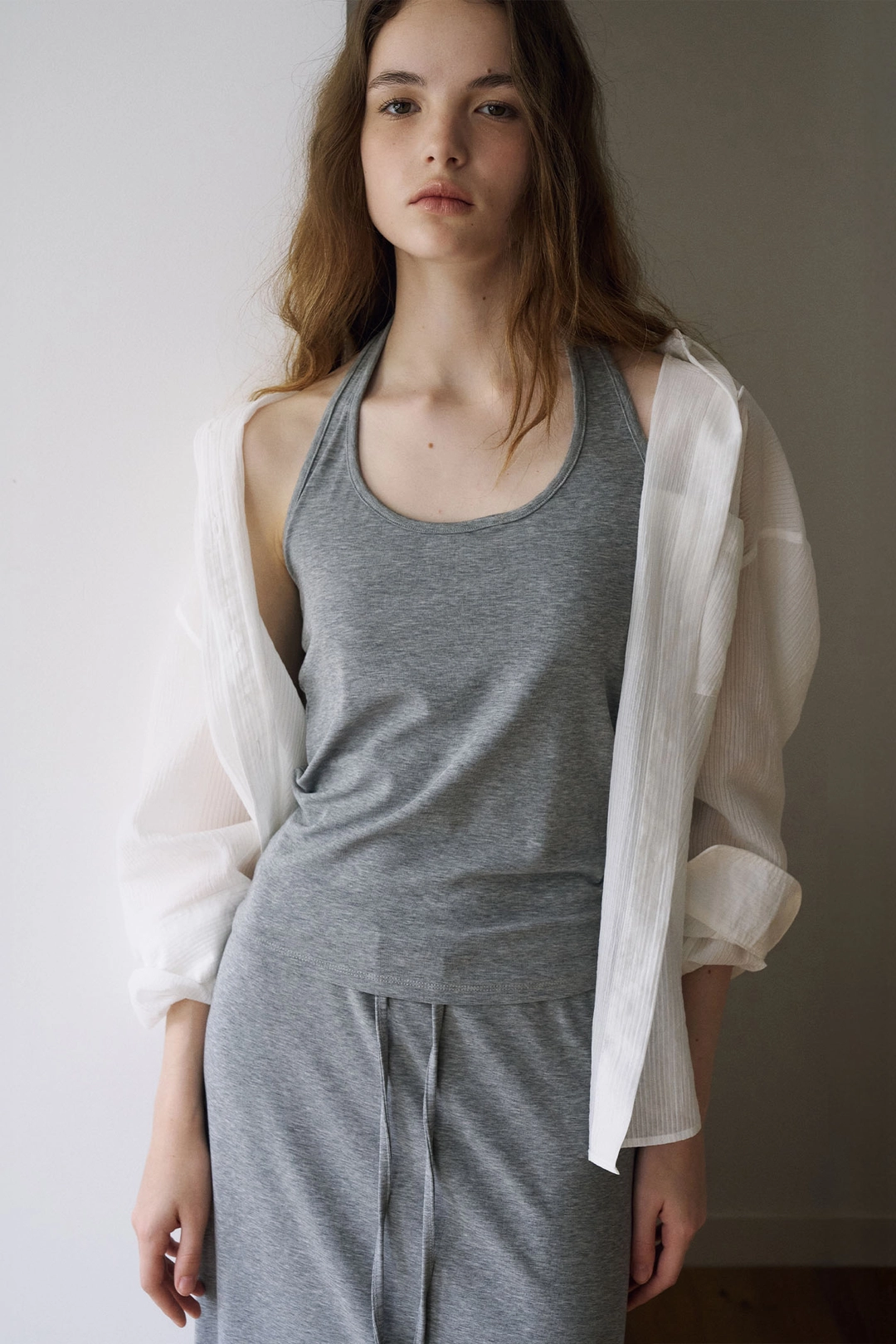 라메레이 [3차 리오더]Tencel Halter Neck Sleeveless[LMBFSUTT624]-Grey Melange 상품 이미지 1