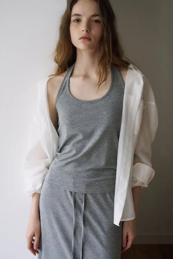 Tencel Halter Neck Sleeveless[LMBFSUTT624]-Grey Melange