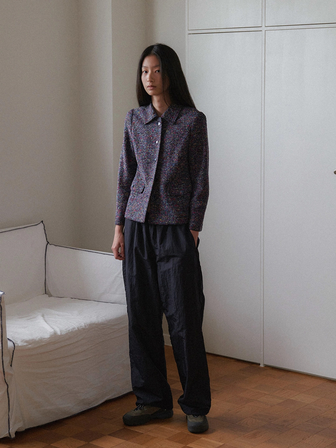 토콜 [26FW] Nylon fleece twotone pants - Navy 상품 이미지 1