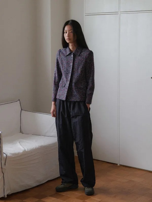 [26FW] Nylon fleece twotone pants - Navy